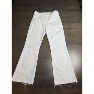 L'Agence Kendra High Rise Crop Jeans Frayed Hem Ice Water White Wash Size 27